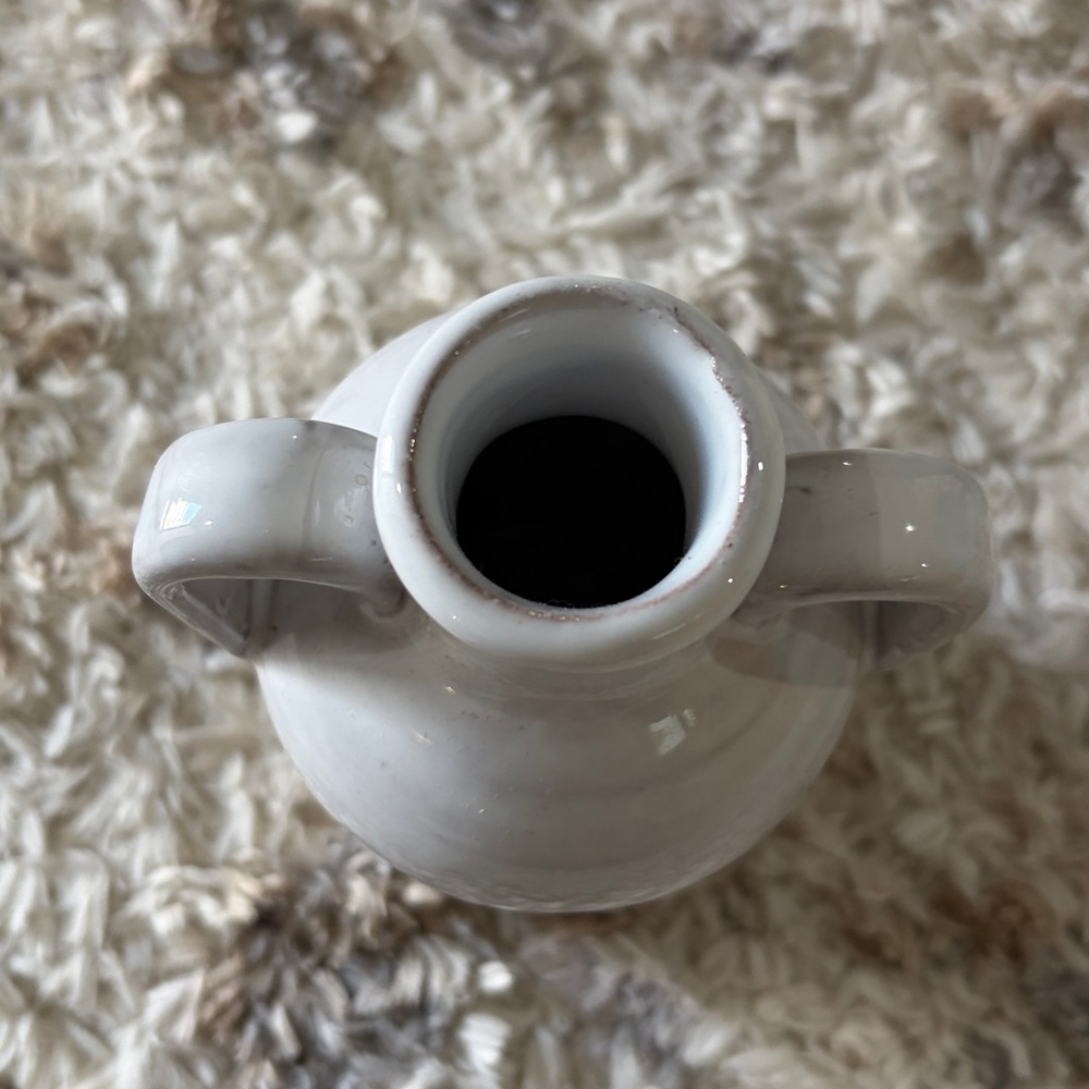 White and Tan Ceramic Vase - Picture 3 of 4